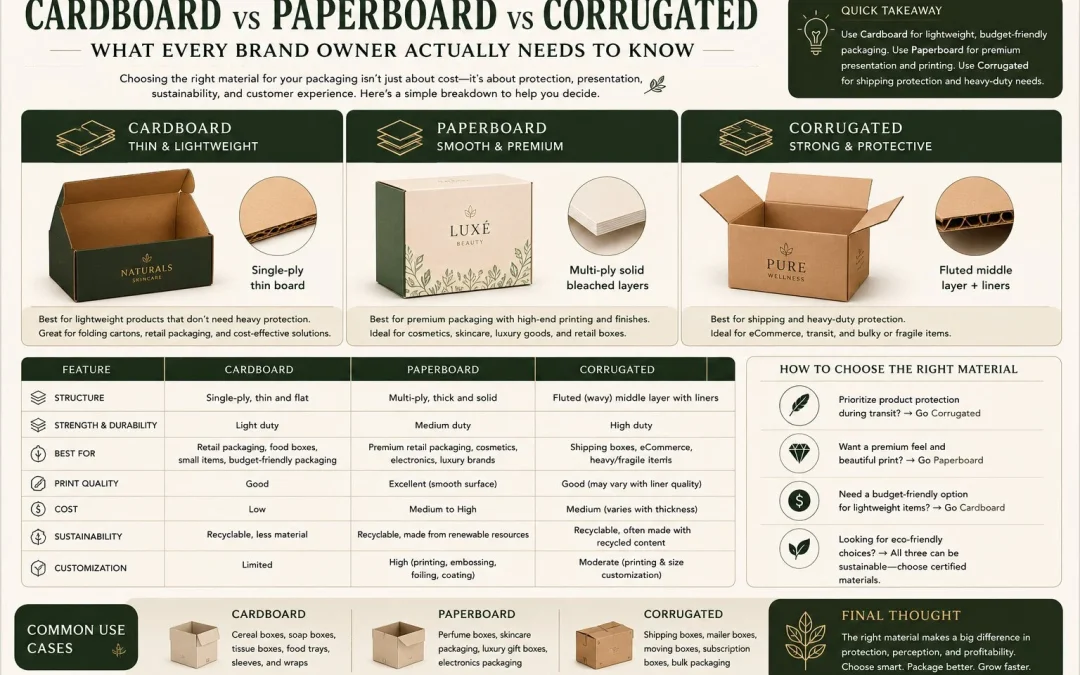 Cardboard vs Paperboard vs Corrugated – What Every Brand Owner Actually Needs to Know