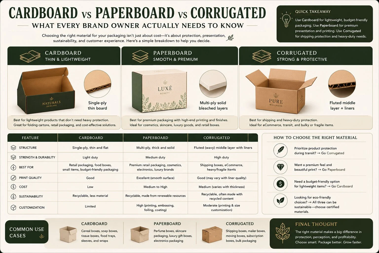 Cardboard-paperboard or corrugated-choose wisely