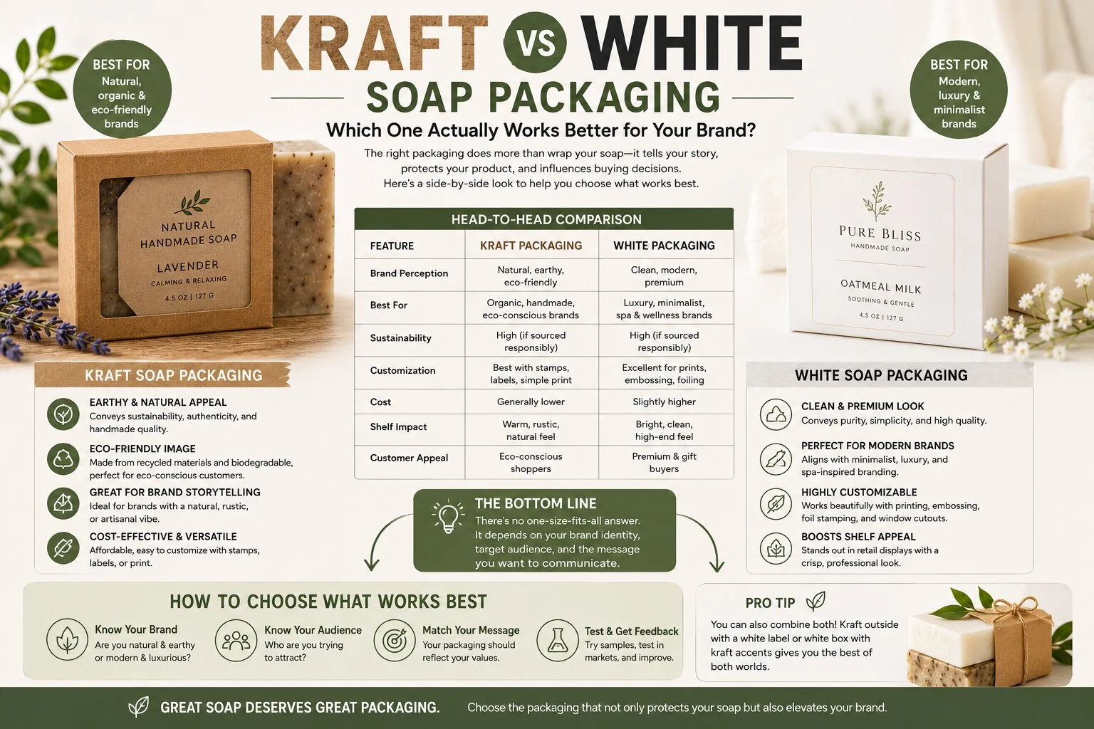 Kraft vs White Soap Packaging Kraft vs White Soap Packaging